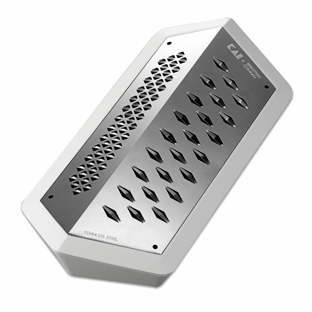 Kai Sebastian Conran Grater Janus, Kitchen Grater with Collecting Container, Stainless Steel, White, BP-0022