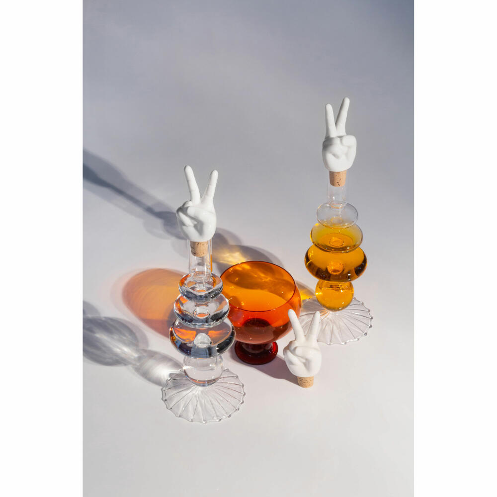 Donkey Products Weinstopper Peace Hands, Weinstopfen, Korken, Winediver, Porzellan, Kork, Weiß, 200549