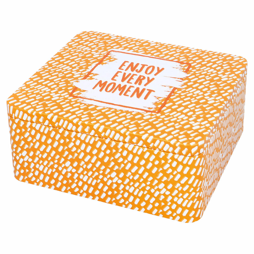 Birkmann Colour Kitchen Geschenkbox Enjoy every Moment, Gebäckdose, Plätzchendose, Keksdose, Weißblech, Orange, 21 x 19 cm, 439825