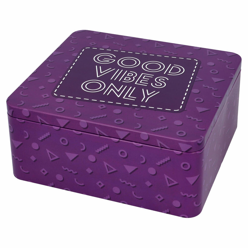 Birkmann Colour Kitchen Geschenkbox Good Vibes only, Gebäckdose, Plätzchendose, Keksdose, Weißblech, Lila, 21 x 19 cm, 439863