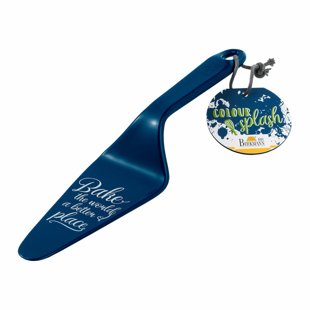 Birkmann Tortenheber Colour Splash, Kuchenheber, Backzubehör, mit Spruch, Kunststoff, blau, 26 cm, 429772