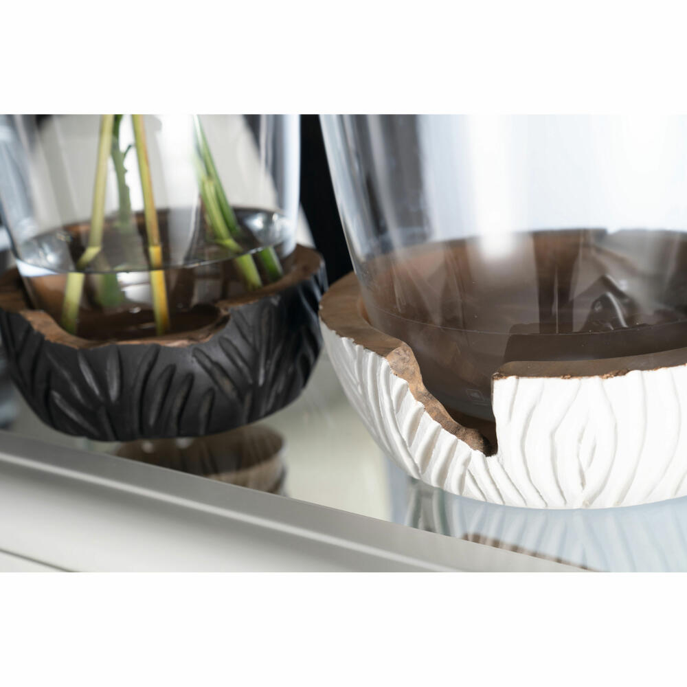 Leonardo Vase mit Holzsockel Casolare, Dekovase, Materialmix, weiß, 43 cm, 084399