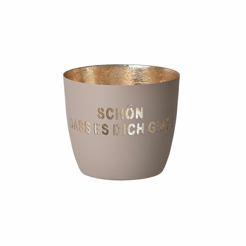 Gift Company Windlicht Madras Schön dass es Dich gibt M, Teelichthalter, Kerzenhalter, Eisen, Sandstone, Gold, 8.5 cm, 1030904029