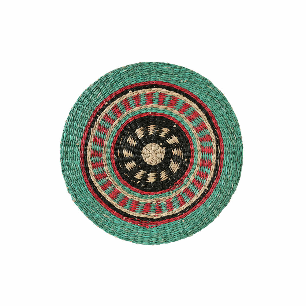 Gift Company Boathouse placemat, round, placemat, placemat, placemats, seagrass, green / red / black, Ø 38 cm, 1031701020