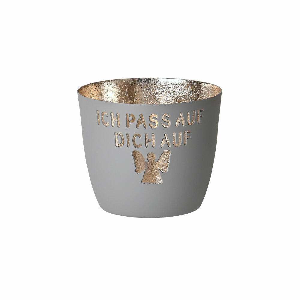 Gift Company Windlicht Madras Ich passe auf Dich auf M, Teelichthalter, Kerzenhalter, Eisen, Flannel, Gold, 8.5 cm, 1030404030