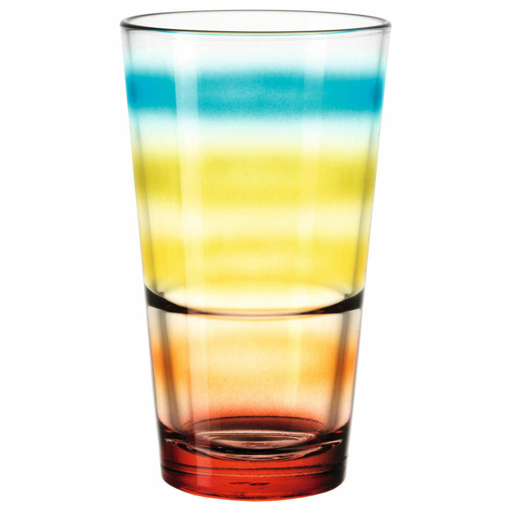 Leonardo drinking glass EVENT, water glass, mug, glass, colorful striped, 240 ml, 012491