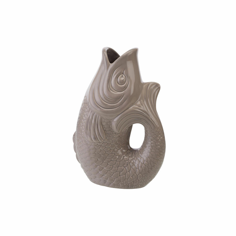 Gift Company Vase Monsieur Carafon L, Dekovase in Fisch-Form, Steingut, Sandstone, 30.7 cm, 77035