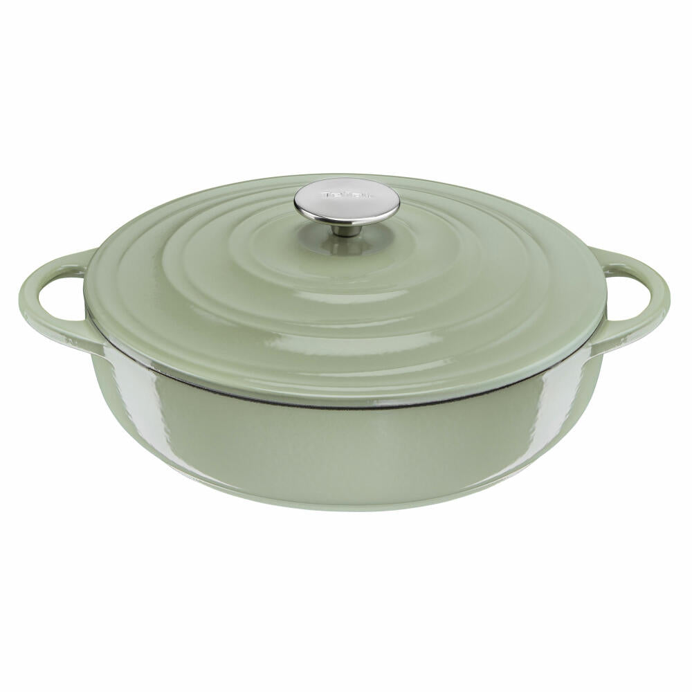Tefal Lov Servierpfanne, Schmorpfanne, Sauteuse, Induktionsgeeignet, Gusseisen, Hellgrün, Ø 28 cm, E25872