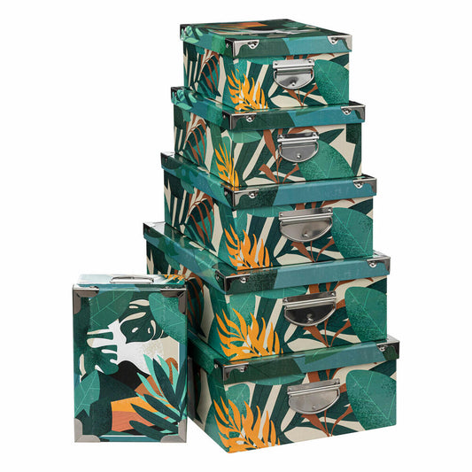 5 Five Simply Smart storage box set Tropical 6-piece, with tropical pattern, cardboard, stainless steel, 193444