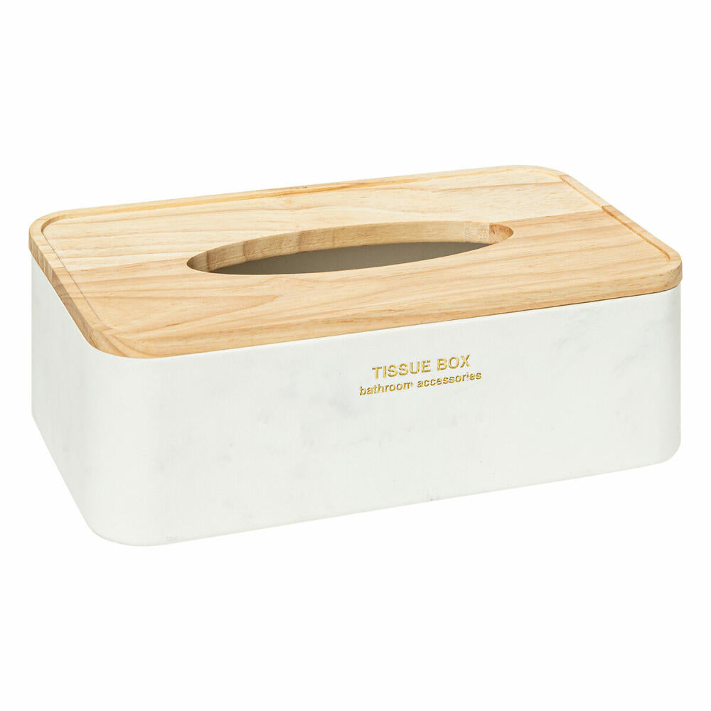 5five Simply Smart Taschentuchbox Lea, Kosmetiktuchbox, Box für Kosmetiktücher, Polyresin, Holz, Weiß, 200139