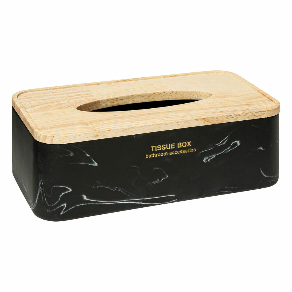 5five Simply Smart Taschentuchbox Lea, Kosmetiktuchbox, Box für Kosmetiktücher, Polyresin, Holz, Schwarz, 200139B