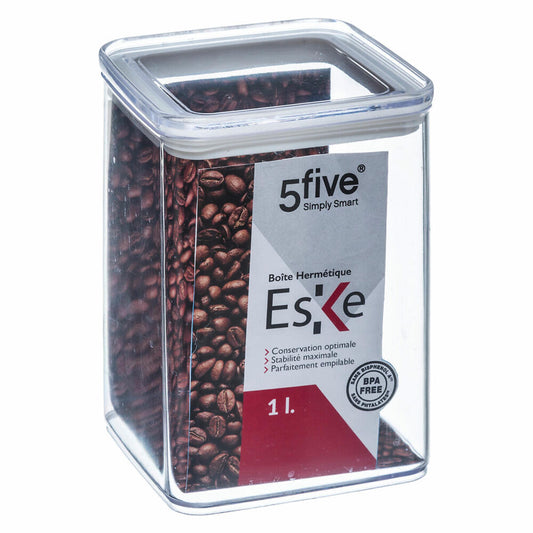 5five Simply Smart Stapelbare Vorratsdose Eske, PS-Kunststoff, Silikon, Transparent, 1 L, 152041