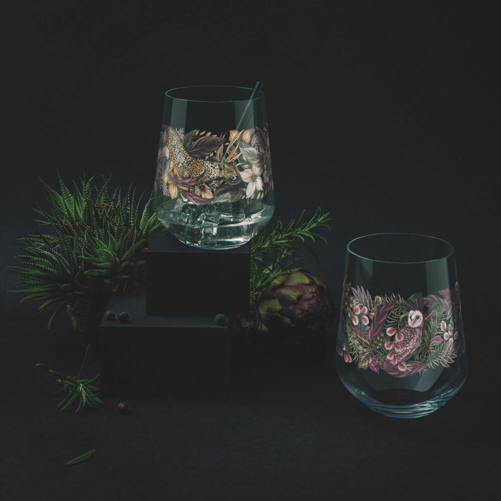 Ritzenhoff Gin-Tumbler Schattenfauna 2er-Set 002, Gin-Becher, Maggie Enterrios, Kristallglas, 710 ml, 3701002