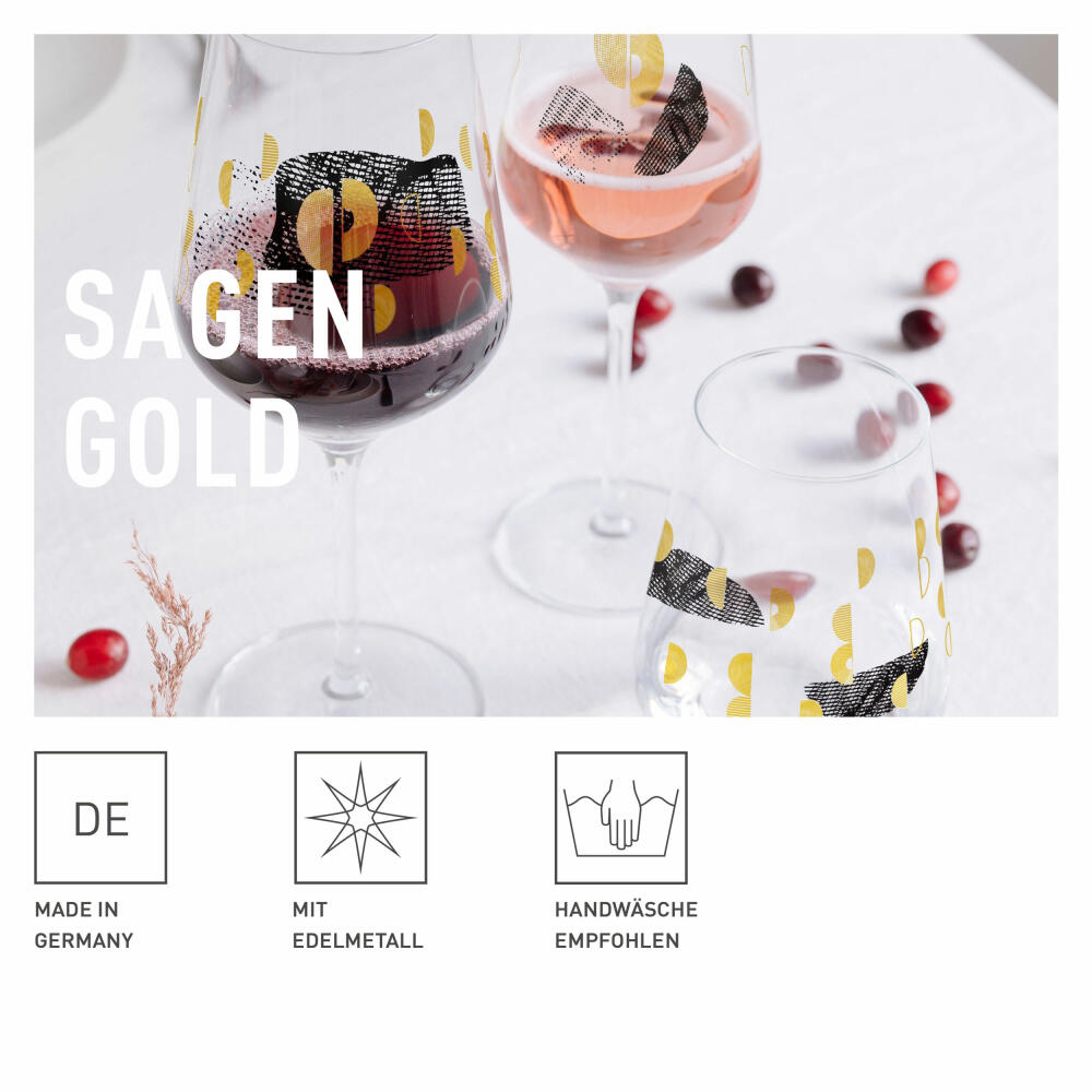 Ritzenhoff red wine glass set of 2 Sagengold 002, Maike Schönebeck, crystal glass, 570 ml, 3401002