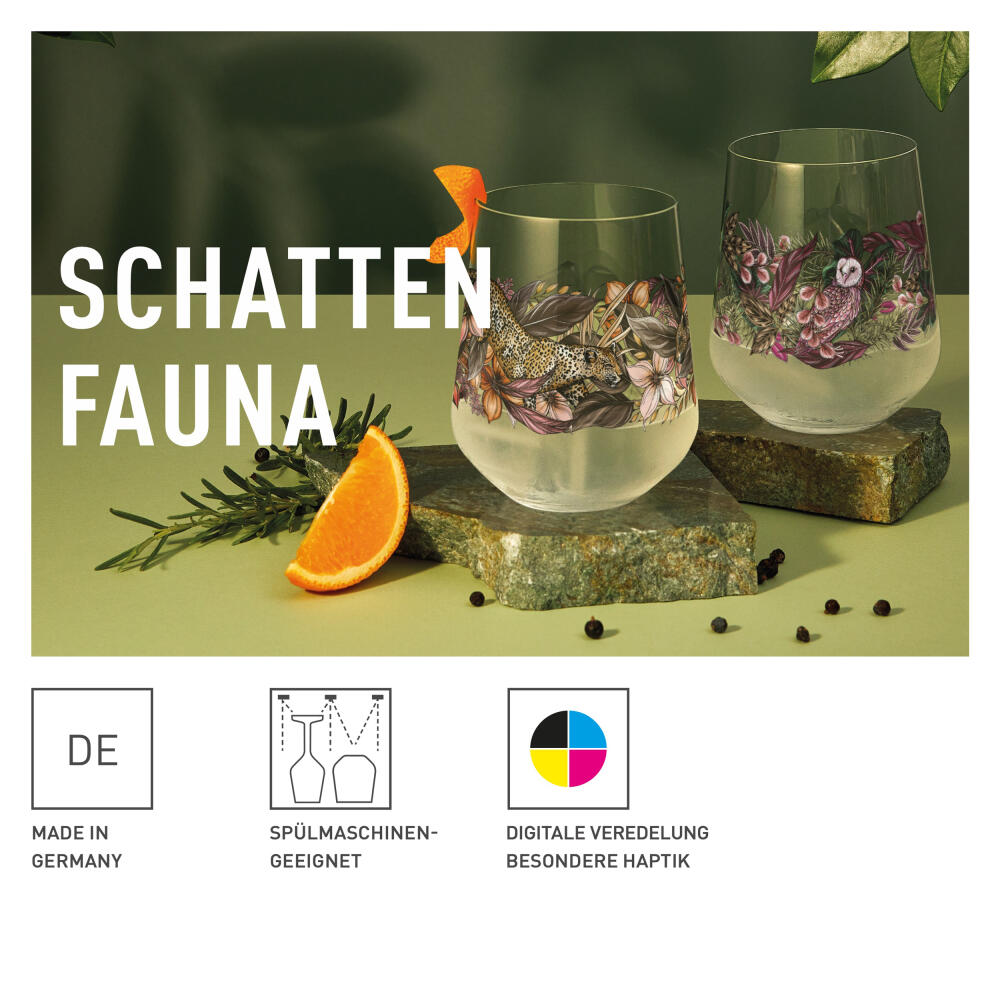 Ritzenhoff Universalglas 2er Set Schattenfauna 003, 004, Maggie Enterrios, Kristallglas, 540 ml, 3911002