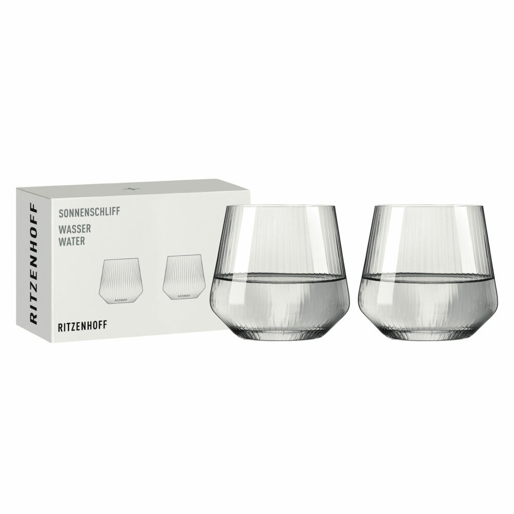 Ritzenhoff Wasserglas 2er Set Sonnenschliff 001, Kristallglas, 410 ml, R-8000001