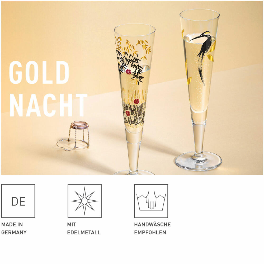 Ritzenhoff Goldnacht champagne glass 019, Kathrin Stockebrand, crystal glass, 205 ml, 1071019