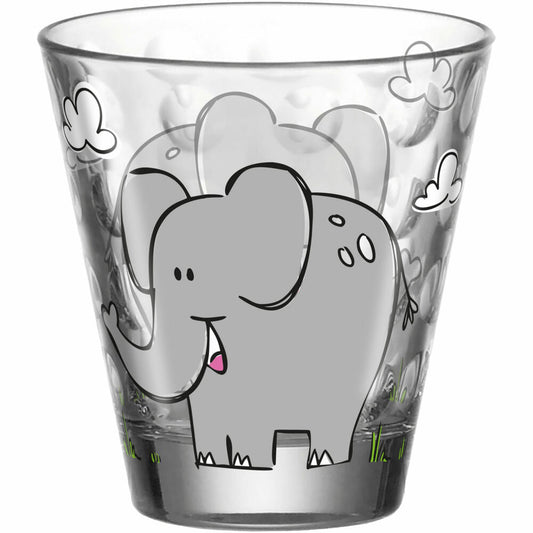 Leonardo Kinderbecher Bambini Optic Elefant, Trinkbecher, Kalk-Natron-Glas, Mehrfarbig, 215 ml, 023552