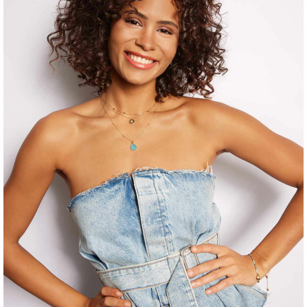 Leonardo Jewels Halskette Evi CIAO, Kette, Schmuckkette, Modeschmuck, Edelstahl IP Gold, Blau, 023798