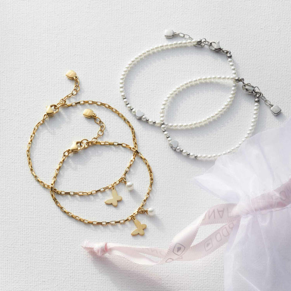 Leonardo Jewels Armband Nica Mutter Tochter, 2-tlg., Schmuckarmband, Armkette, Modeschmuck, Edelstahl, Weiß, 023920