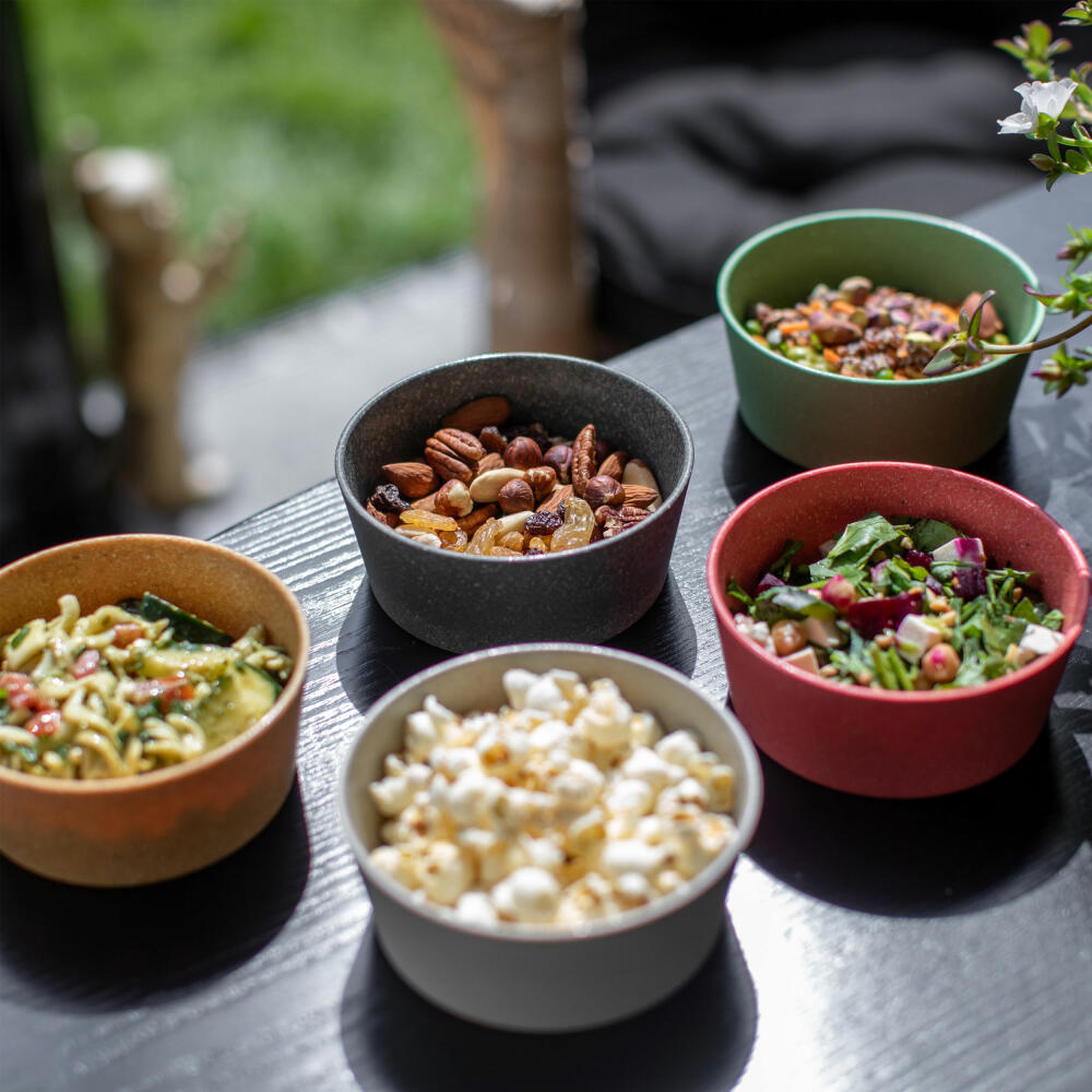 Koziol Schalen 2er-Set Connect Bowl, Schüsseln, Kunststoff-Holz-Mix, Nature Leaf Green, 400 ml, 7102703