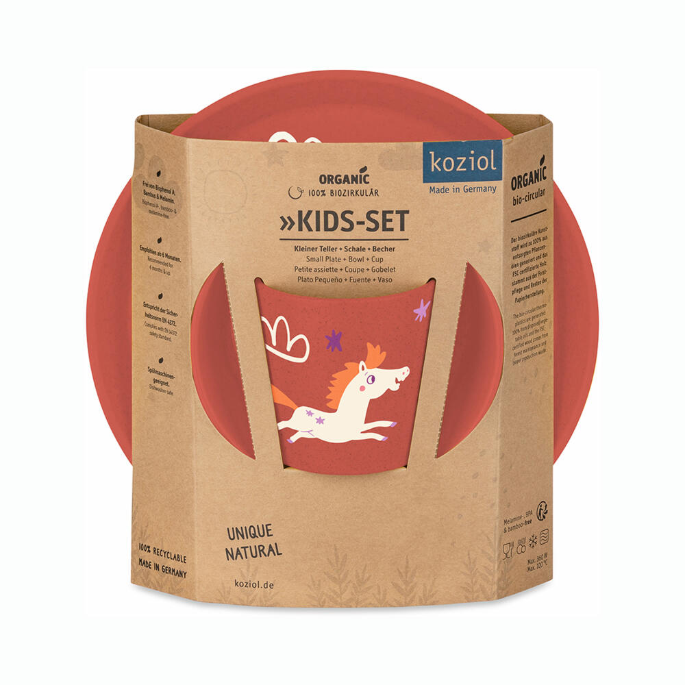 Koziol tableware set Connect Dreams 3-piece, plate, bowl, mug, plastic, Organic Red, 8337745