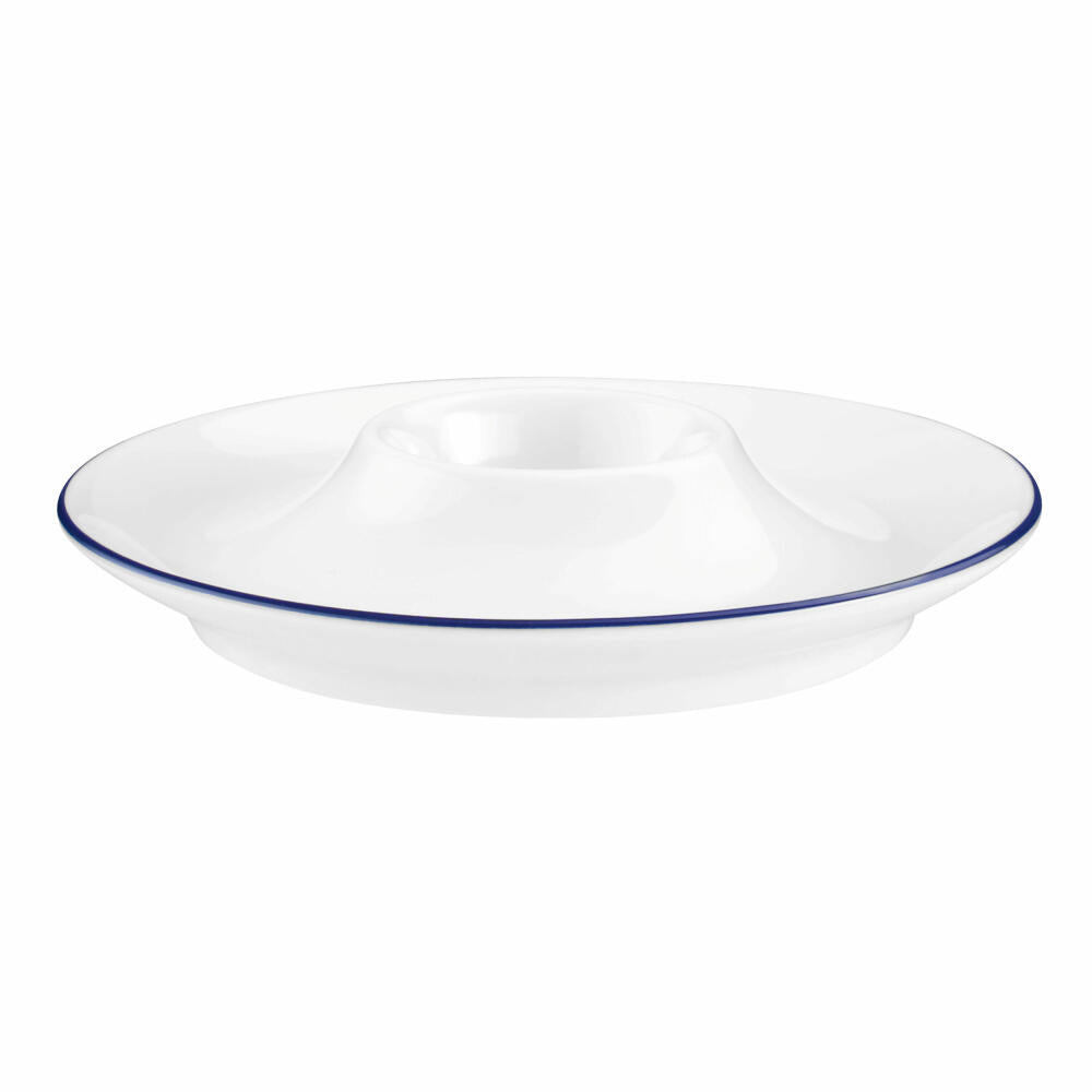 Seltmann Weiden Compact Eierbecher mit Ablage, Eierhalter, Eier Becher, Porzellan, Blaurand, 001.718870