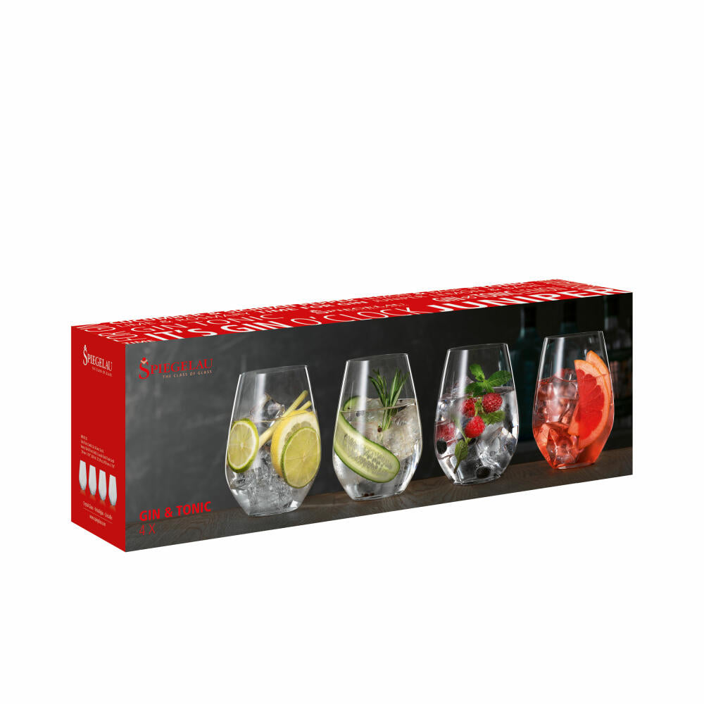 Spiegelau Gin & Tonic Set 4-tlg., Gin Gläser, Tonic Gläser, Kristallglas, 630 ml, 4800295