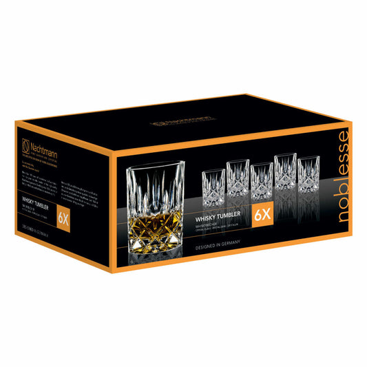 Nachtmann Noblesse whiskey tumblers, set of 6, whiskey glass, whiskey tumblers, drinking glass, crystal glass, 295 ml, 101417