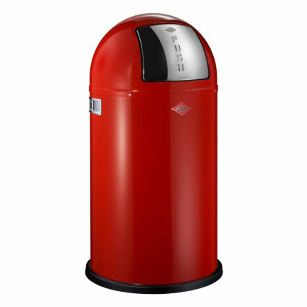 Wesco Pushboy trash can, push trash can, trash collector, sheet steel, red, 50 L, 175831-02