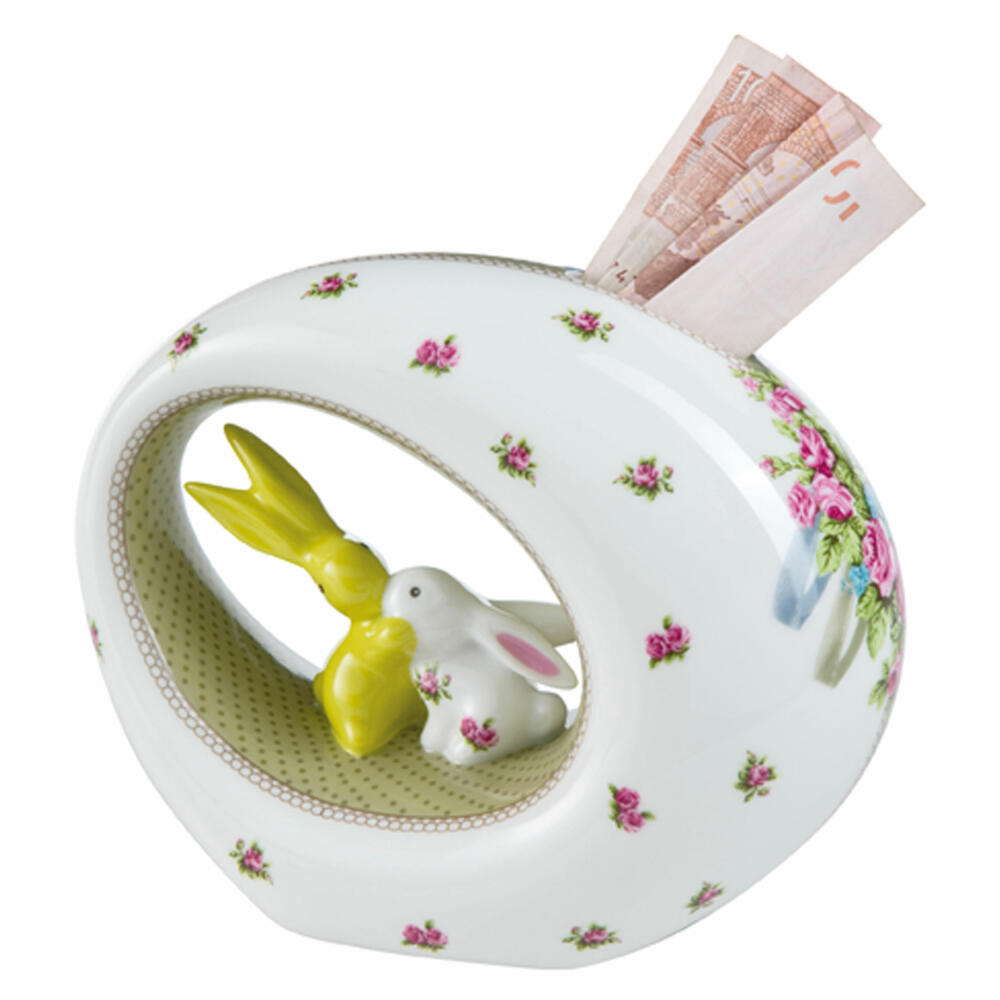 Goebel Bloom Bunny money box, Bunny de luxe, with floral pattern, porcelain, 66842139