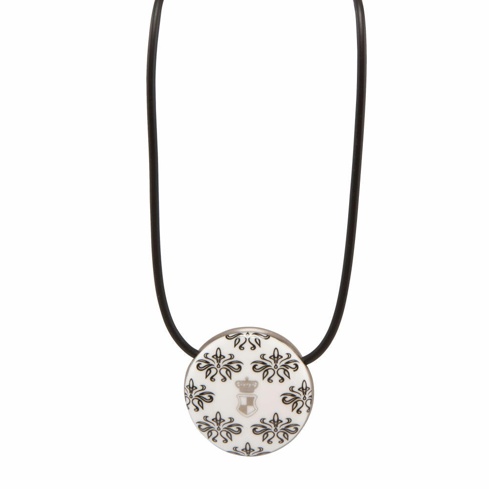 Goebel Château Black and White Dots Floral Necklace, Pendant, Necklace, Amulet, Decoration, Maja Princess Von Hohenzollern, Ø 4 cm, 27050371