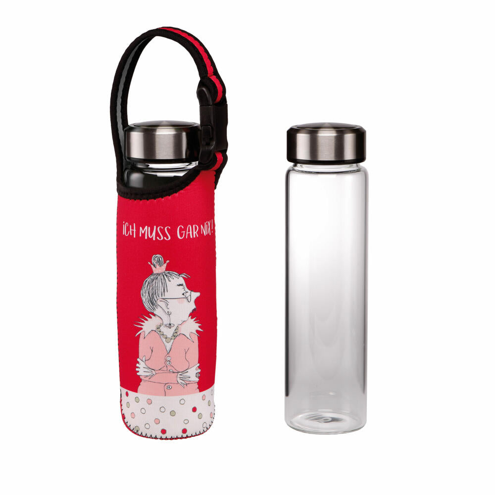 Goebel drinking bottle Barbara Freundlieb - I don't have to do anything, glass bottle with neoprene cover, glass combination, colored, 700 ml, 27001111