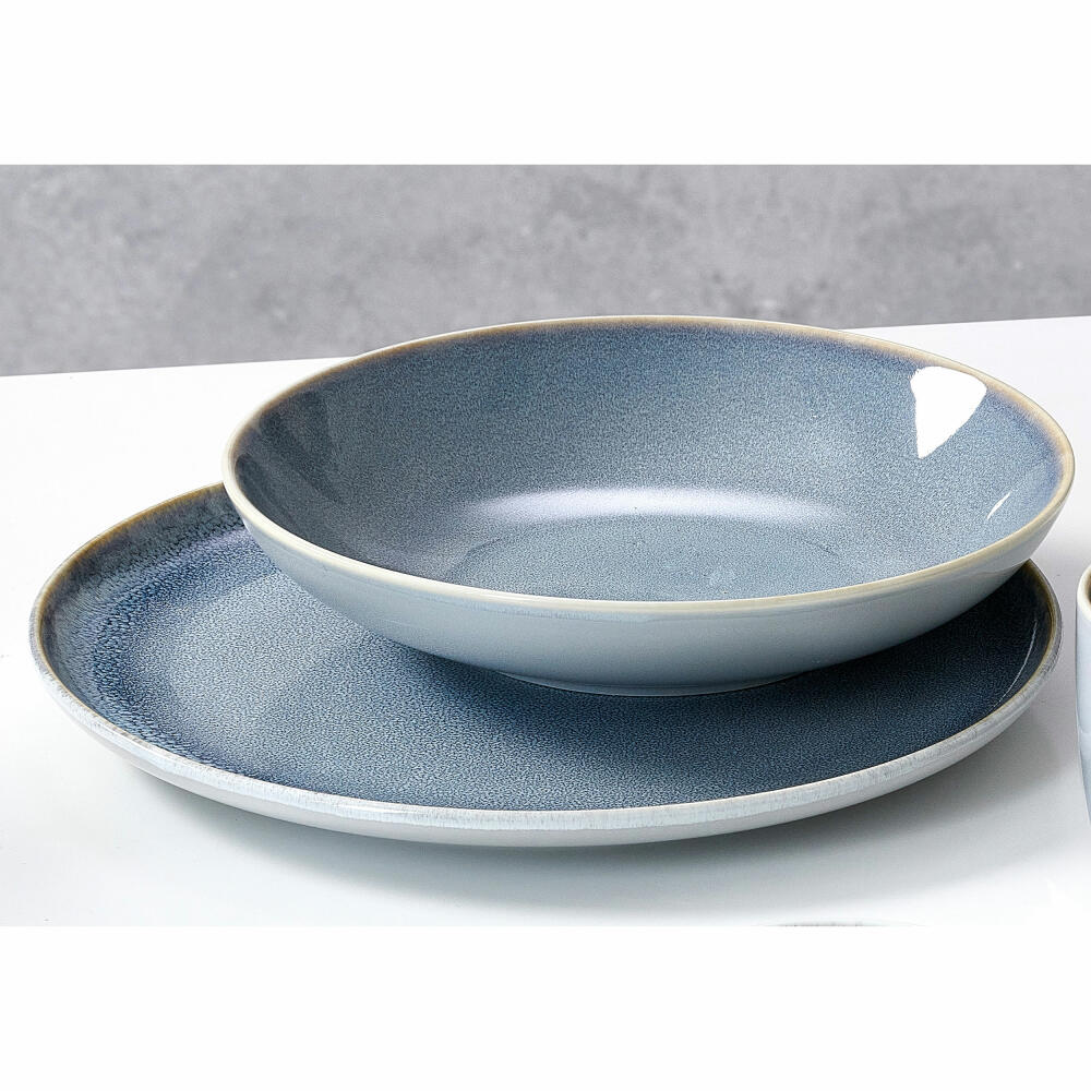 Ritzenhoff & Breker table service Skagen Stone, 8-piece, tableware set, service, porcelain, grey blue, 318326