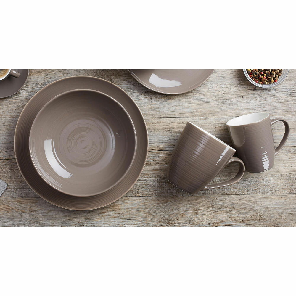 Ritzenhoff & Breker combination set Suomi, 12-piece, combination service, tableware set, service, porcelain, taupe, 318548