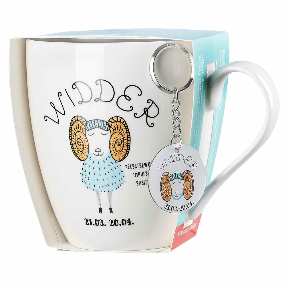 Ritzenhoff & Breker coffee mug Astro Aries, zodiac sign mug with keyring, porcelain, colorful, 650 ml, 400106