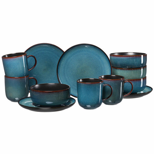 Ritzenhoff & Breker breakfast set Bali, 12 pcs., breakfast service, tableware set, service, stoneware, blue, 420104
