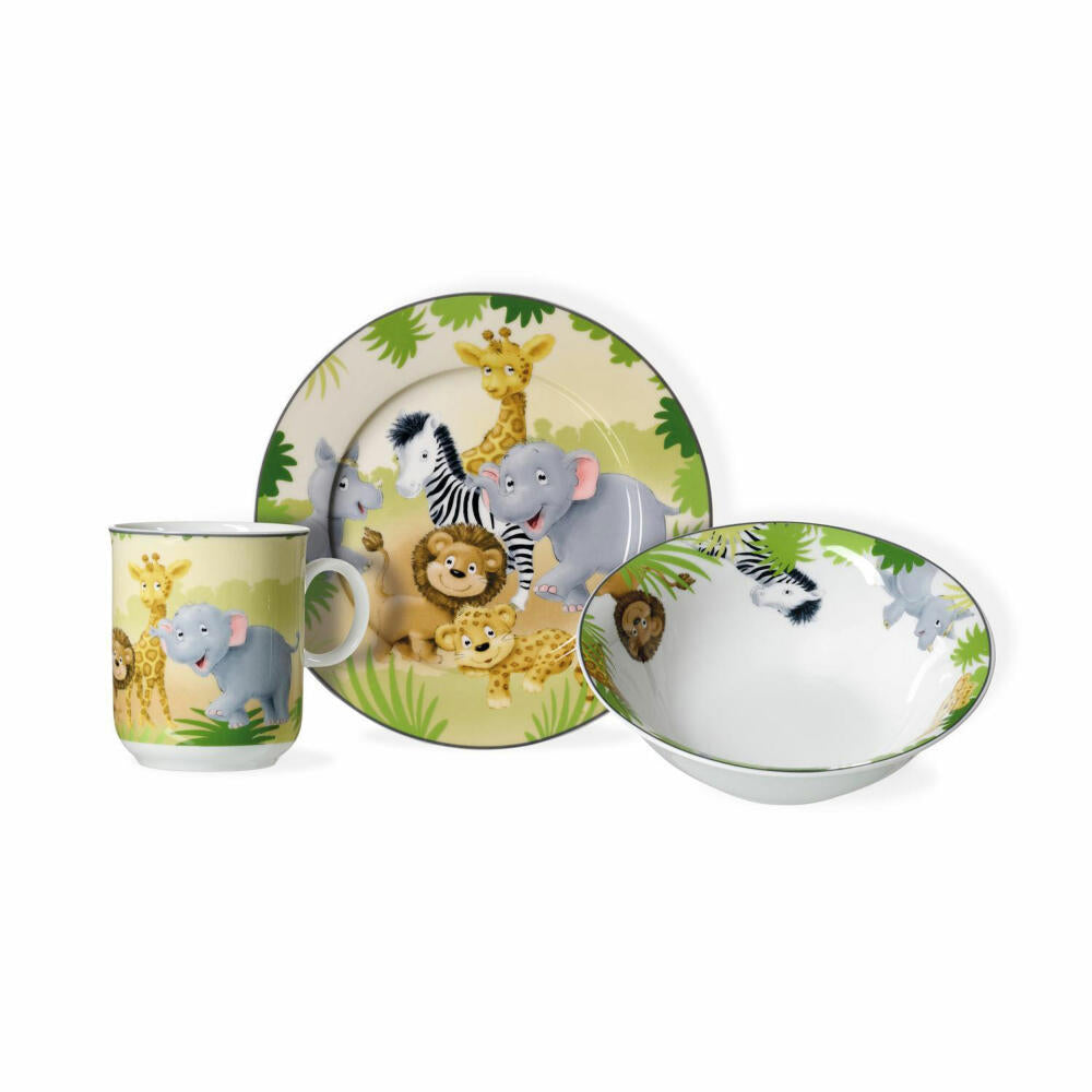 Ritzenhoff & Breker Animals Children's Set African Animals, 3-piece, Mug, Bowl, Plate, Tableware, Children, Porcelain, 427806