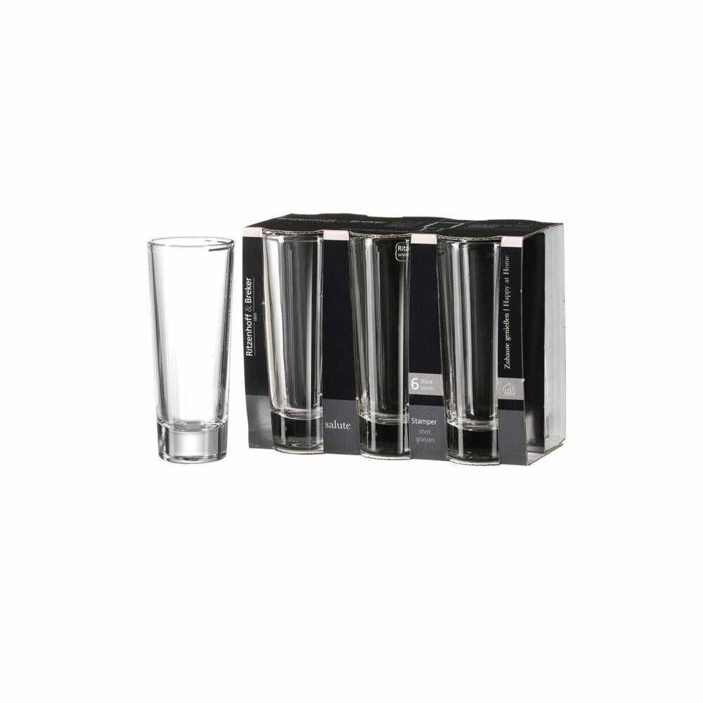 Ritzenhoff & Breker Salute shot glasses, set of 6, stamper, shot glass, 65 ml, 818918