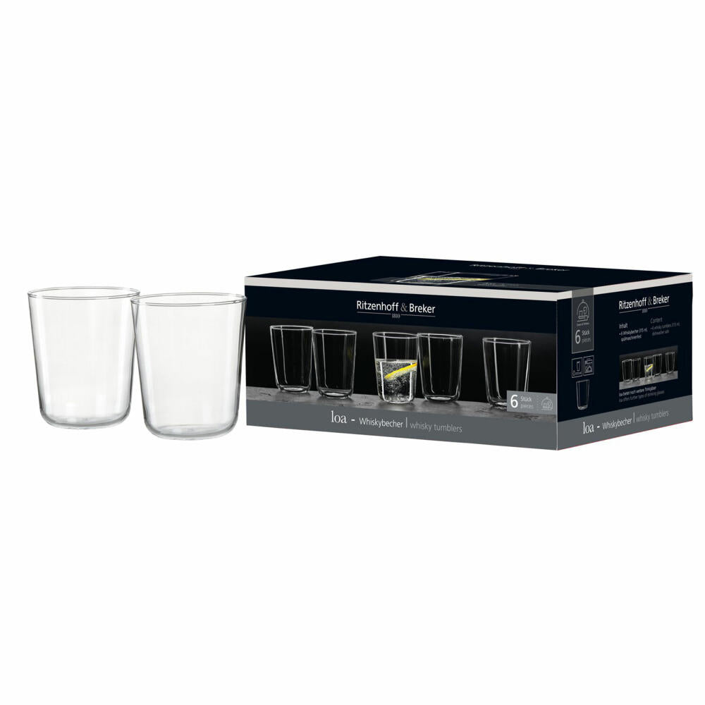 Ritzenhoff & Breker Loa whiskey tumblers, set of 6, whiskey tumblers, tumblers, whiskey glasses, 315 ml, 820973