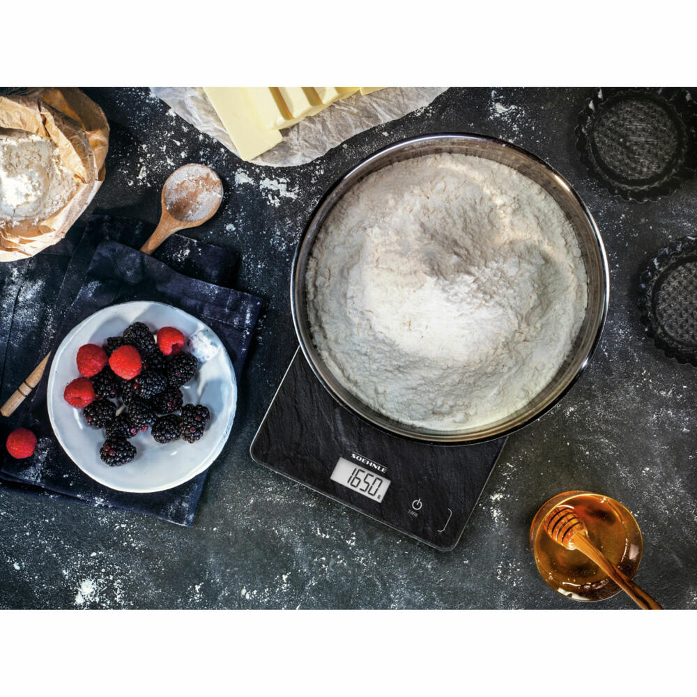 Soehnle Kitchen Scale Digital Page Compact 300 Slate, Kitchen Scale, LCD Display, Black, 61515