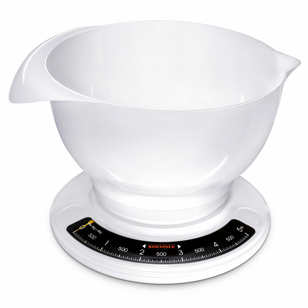 Soehnle Küchenwaage Culina Pro, Analog, Feinwaage, Waage mit Rührschüssel, 5kg, 65054