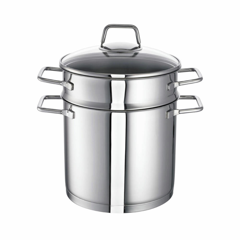 Schulte-Ufer spaghetti pot Wega, cooking pot with sieve insert, stainless steel 18/10, 20 cm, 5 L, 64446-20