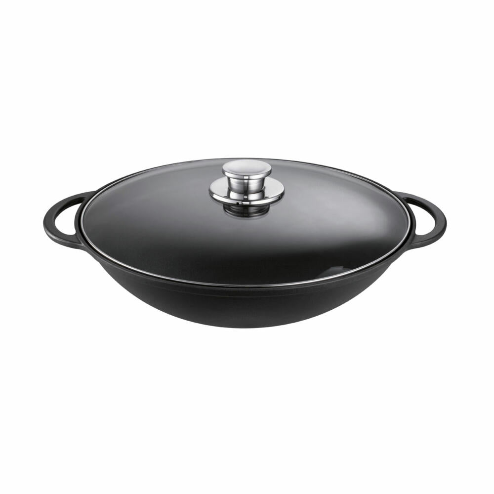 Schulte-Ufer Wok Rustika, incl. accessories, pan, cast iron, black, 36 cm, 6 L, 1662-36 s