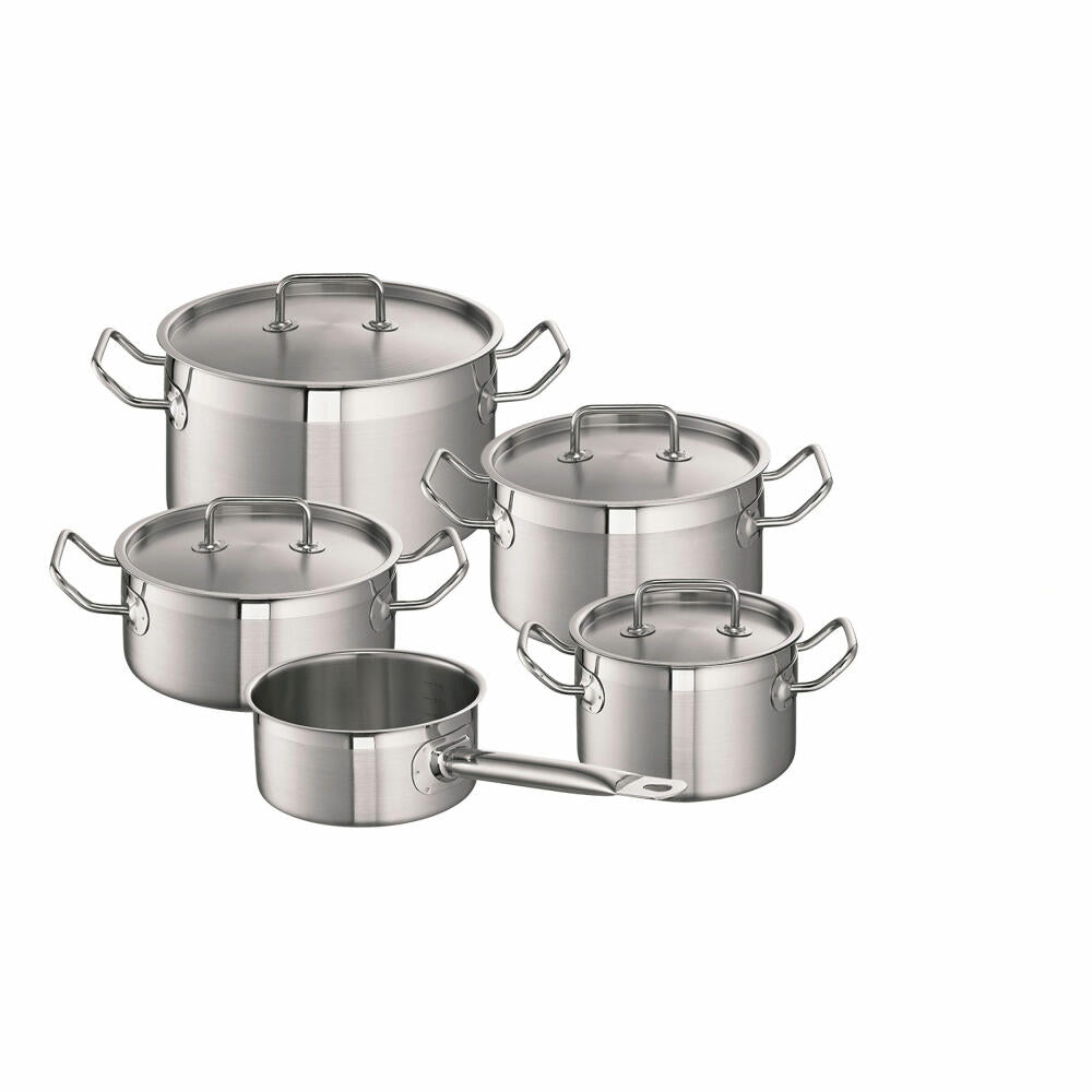 Schulte-Ufer Profi-Line i Master pot set, 5-piece, cooking pot, frying pan, pots, stainless steel, set 481