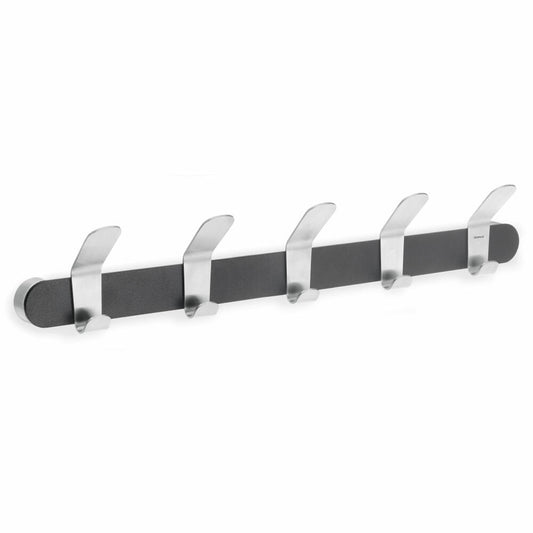 Blomus Venea coat rack with mounting material, coat rack with 5 hooks, stainless steel matt, black, 63263