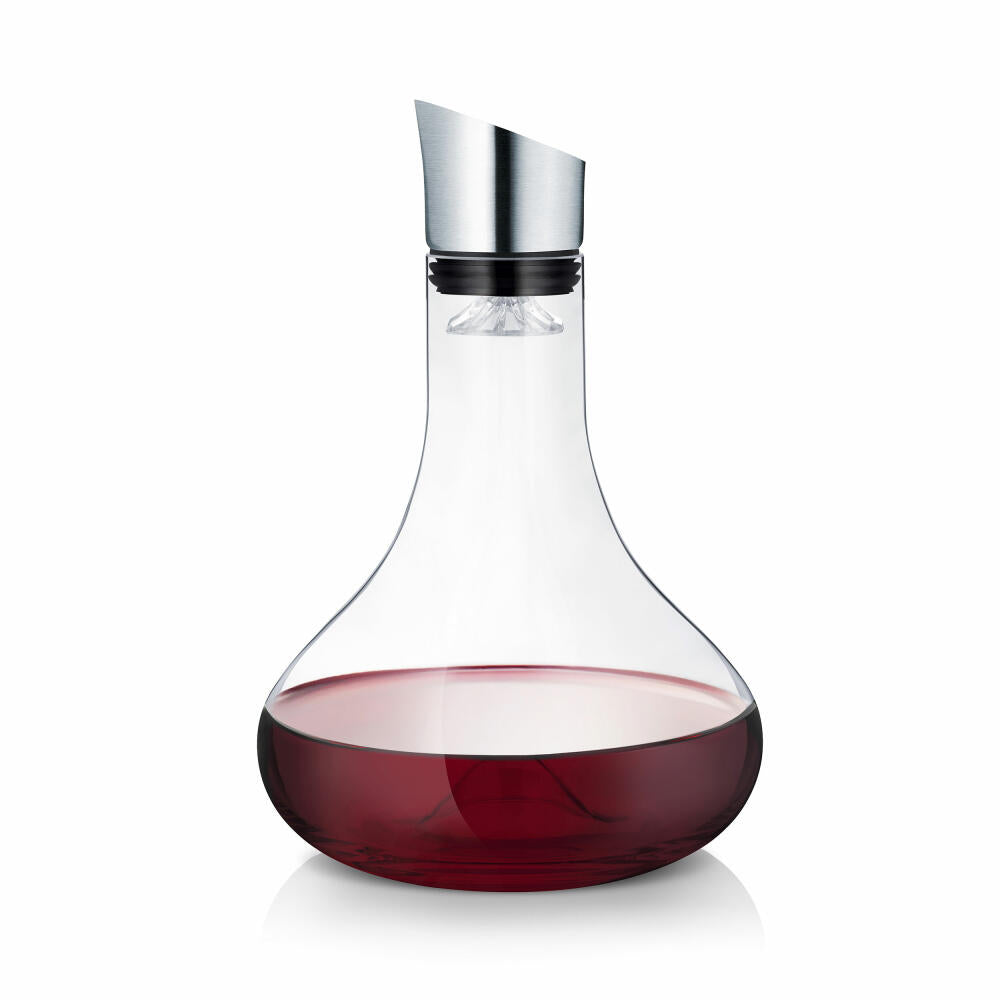 Blomus Alpha Dekantierkaraffe, Weinkaraffe, Glaskaraffe, Edelstahl Matt, Klarglas, H 26.5 cm, Ø 18 cm, 63570