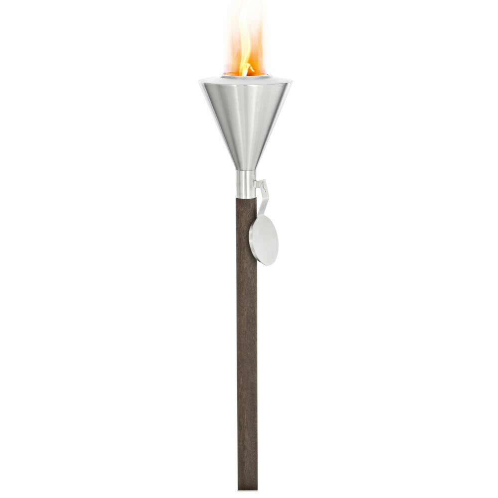 Blomus Gartenfackel Orchos für Brenngel, Fackel für Garten und Terrasse, mit Holzstab, Edelstahl , 65032