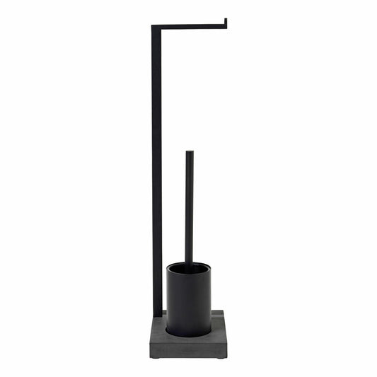 Blomus MENOTO toilet butler, toilet roll holder, toilet brush, powder-coated steel, polystone, black, 69151