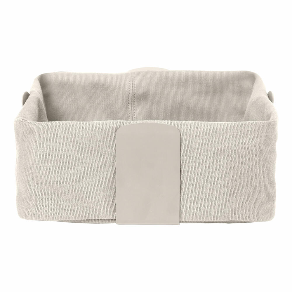 Blomus Brotkorb Desa L, Stofftasche im Stahlgestell, Brotbehälter, Stahl pulverbeschichtet, Baumwolle, Moonbeam, 26 x 26 cm, 64207